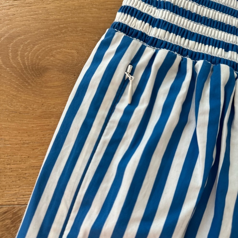 FRAME Organic Cotton Striped Boxer Shorts NWT | Blue | Size XS Smocked Waistband - Picture 3 of 8